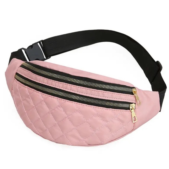 Fashionista Fix Boutique Handbags - Women’s plaid designed, solid pink, waterproof fanny pack or purse.